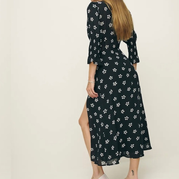 Reformation Carolena Dress Size 2 Black - Picture 4 of 6